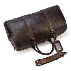 Endeavor Leather Carry-On Duffel Bag Weekender - Black/Brown - 16 inches