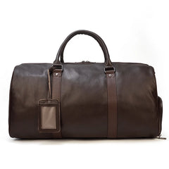 Endeavor Leather Carry-On Duffel Bag Weekender - Black/Brown - 16 inches
