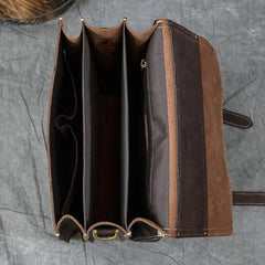 City Stride Multi-Layered Leather Backpack, Brown/Dark Brown, 14 inches