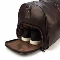 Endeavor Leather Carry-On Duffel Bag Weekender - Black/Brown - 16 inches