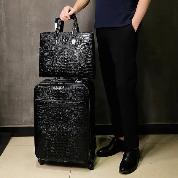 Savoy Carry-On Luggage Set, Rolling Case & Briefcase, Black, 20 inches