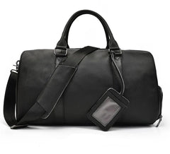 Endeavor Leather Carry-On Duffel Bag Weekender - Black/Brown - 16 inches
