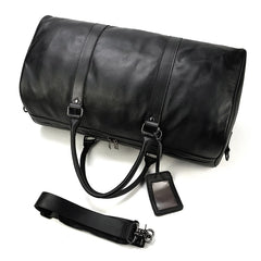 Endeavor Leather Carry-On Duffel Bag Weekender - Black/Brown - 16 inches