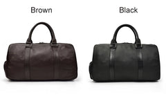 Endeavor Leather Carry-On Duffel Bag Weekender - Black/Brown - 16 inches