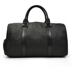 Endeavor Leather Carry-On Duffel Bag Weekender - Black/Brown - 16 inches