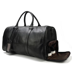 Endeavor Leather Carry-On Duffel Bag Weekender - Black/Brown - 16 inches