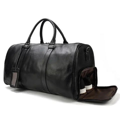 Endeavor Leather Carry-On Duffel Bag Weekender - Black/Brown - 16 inches