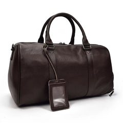 Endeavor Leather Carry-On Duffel Bag Weekender - Black/Brown - 16 inches