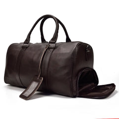 Endeavor Leather Carry-On Duffel Bag Weekender - Black/Brown - 16 inches