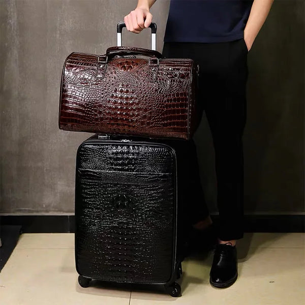 Peridot Carry-On Luggage Set, Spinner Case & Duffel Bag, Black & Brown