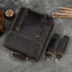 City Stride Multi-Layered Leather Backpack, Brown/Dark Brown, 14 inches