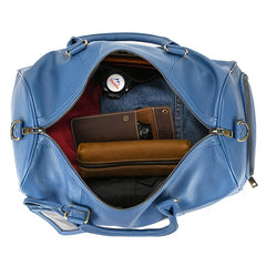 Endeavor Leather Carry-On Duffel Bag Weekender - Blue/Purple - 16 inches
