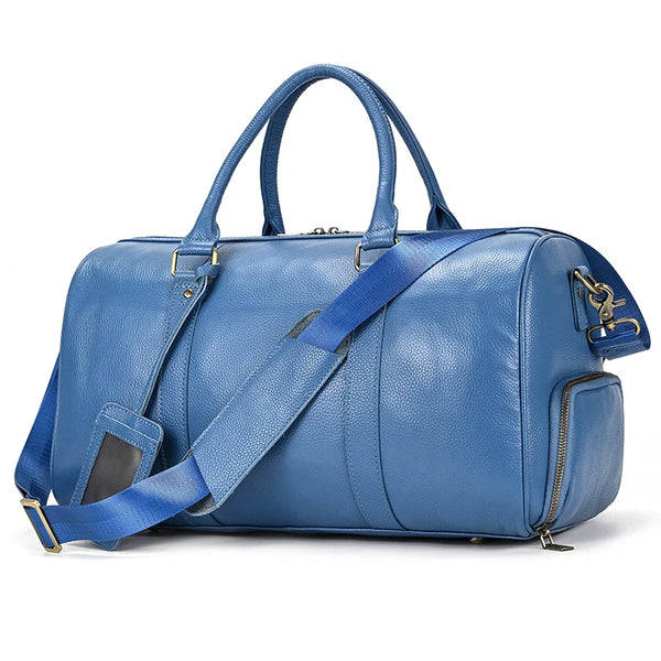 Endeavor Leather Carry-On Duffel Bag Weekender - Blue/Purple - 16 inches