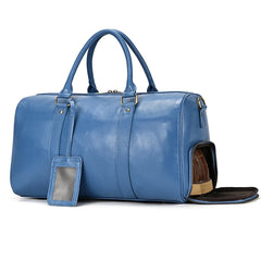 Endeavor Leather Carry-On Duffel Bag Weekender - Blue/Purple - 16 inches