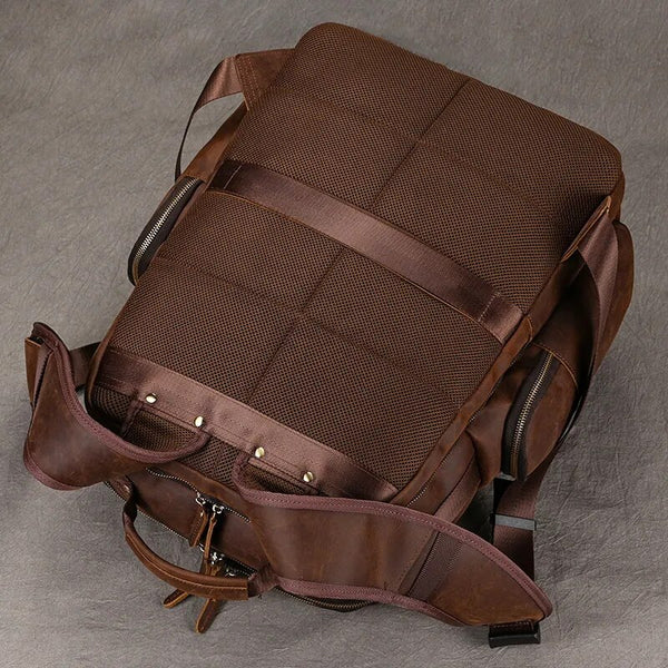 Costello Leather Backpack Laptop Pack - Brown/Dark Brown - 15 inches