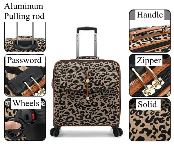 Apex Leopard Print Spinner Case Carry-On Travel Bag On Wheels, 20 inches