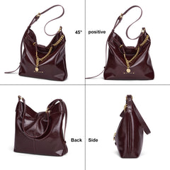 Women’s Handbag & Shoulder Bag with Gold Accents - Maroon - One Size