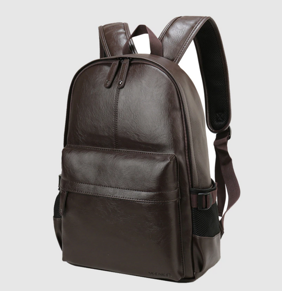 Multi-Pocket Vegan Leather Backpack inches Laptop Bag, One