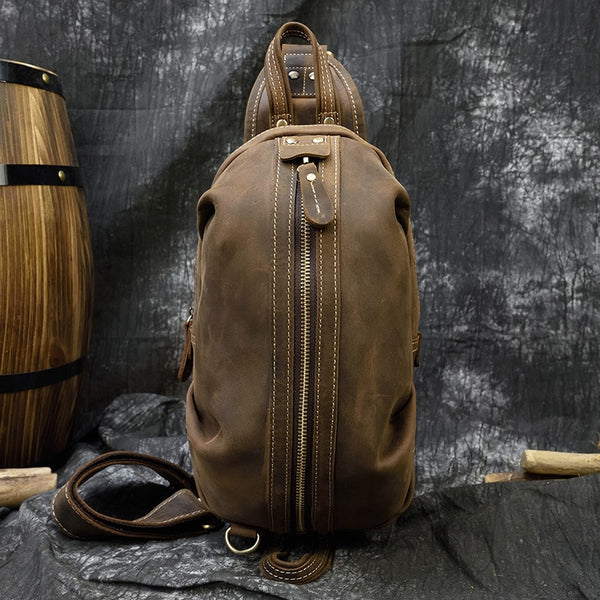 Timberline Leather Single Strap Pack Crossbody Bag Sling Bag - Brown