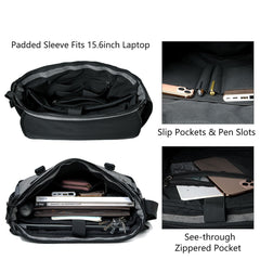 Laptop Carrying Bag Messenger Bag Shoulder Bag, Black/Gray, 15 inches