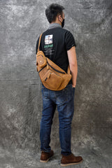 Trailblazer Leather Single Strap Pack Crossbody Bag Sling Bag - Brown