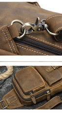 Vintage Leather Chest Bag Crossbody Bag Shoulder Bag Sling Bag in Brown