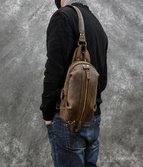 Timberline Leather Single Strap Pack Crossbody Bag Sling Bag - Brown