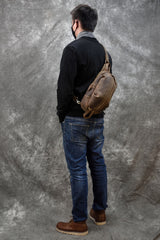 Timberline Leather Single Strap Pack Crossbody Bag Sling Bag - Brown