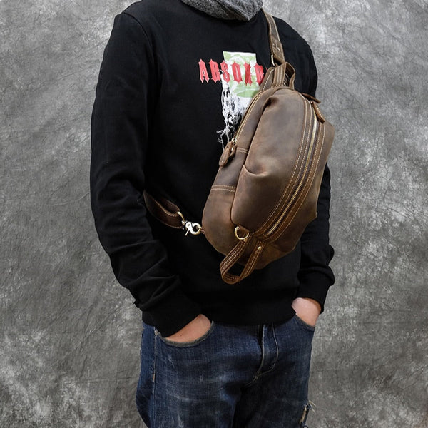 Timberline Leather Single Strap Pack Crossbody Bag Sling Bag - Brown