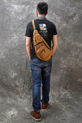 Trailblazer Leather Single Strap Pack Crossbody Bag Sling Bag - Brown