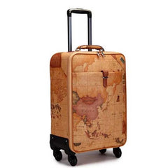 Mercator Spinner Suitcase, Retro Travel Trolley Box, 16/18/20/22/24 inches