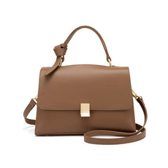 Chic Uptown Leather Handbag Crossbody for Women - Beige/Brown - One Size