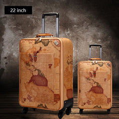 Mercator Spinner Suitcase, Retro Travel Trolley Box, 16/18/20/22/24 inches