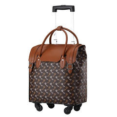 Melrose Cabin Ready Trolley Bag Rolling Travel Case - Black/Brown/Red