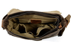 Waterproof Waxed Canvas Messenger Bag Simple Satchel - Brown/Dark Gray