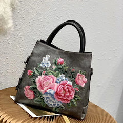 Women’s All Seasons Floral Embroidered Handbag Crossbody Bag - One Size