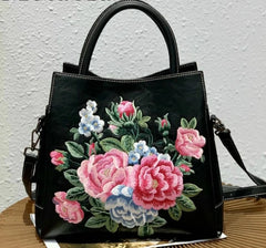 Women’s All Seasons Floral Embroidered Handbag Crossbody Bag - One Size