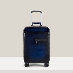 Front view of the blue-colored rolling case 22-inches