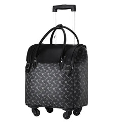 Melrose Cabin Ready Trolley Bag Rolling Travel Case - Black/Brown/Red