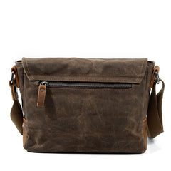 Waterproof Waxed Canvas Messenger Bag Simple Satchel - Brown/Dark Gray