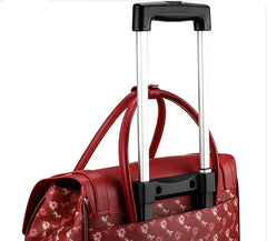 Melrose Cabin Ready Trolley Bag Rolling Travel Case - Black/Brown/Red