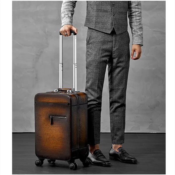 Heritage Travel Trolley Case Rolling Luggage - 22 inches - Blue/Brown