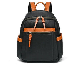 Scarlet Zipper-Shut Uptown Leather Backpack - Black/Brown - One Size