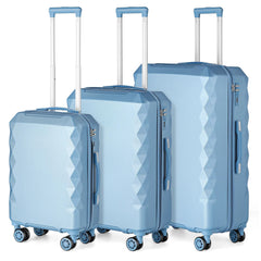 View of the blue-colored luggage set