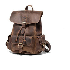 Vintage Leather Backpack Transport Backpack in Dark Brown - One Size