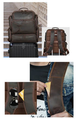 Traveler Leather Backpack with Laptop Sleeve - Dark Brown - 17 inches