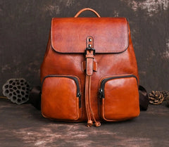 Vintage Multifunctional Leather Backpack - Brown/Coffee/Midnight Blue