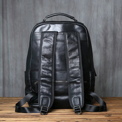 Django Leather Tech Backpack for Men - Black/Brown/Coffee - 15 inches