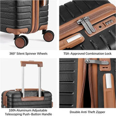 Cortana 2-Piece Travel Rolling Luggage Set - Beige/Black - 20/24 inches