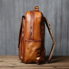 Django Leather Tech Backpack for Men - Black/Brown/Coffee - 15 inches